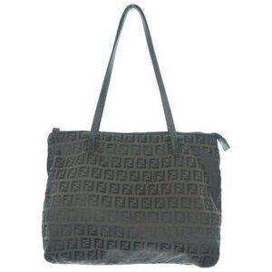 FENDI Zucchino Canvas Roll Tote Handbag Brown Black